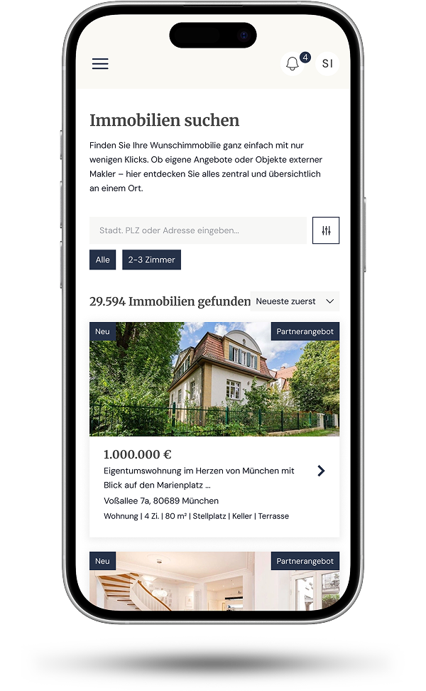 Immobilie finden im Kundenportal